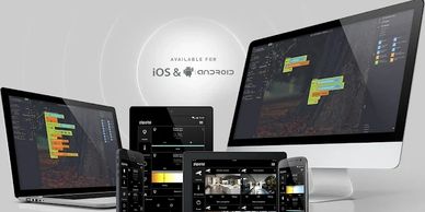Various devices displaying the Zipato app, available for iOS and Android.