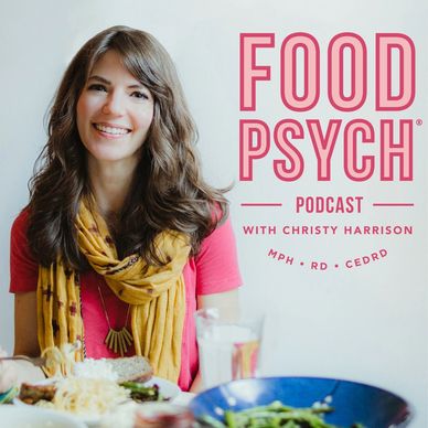 Woman smiling at the camera with words Food Psych.
