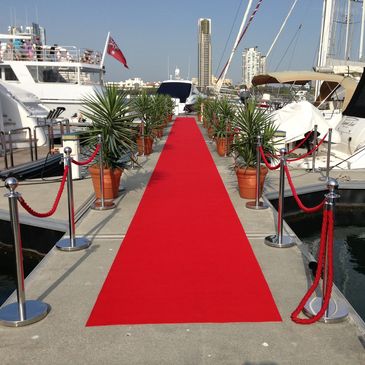 If you need a grand entrance we have carpets and chrome bollards available for hire