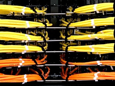 Network and data cables in the server room