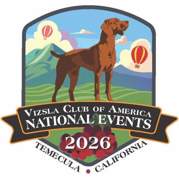 Logo for Vizsla Club of America National Events 2026 in Temecula, California.