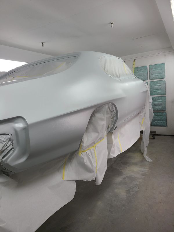 A 1970 Pontiac GTO in the first primer stage