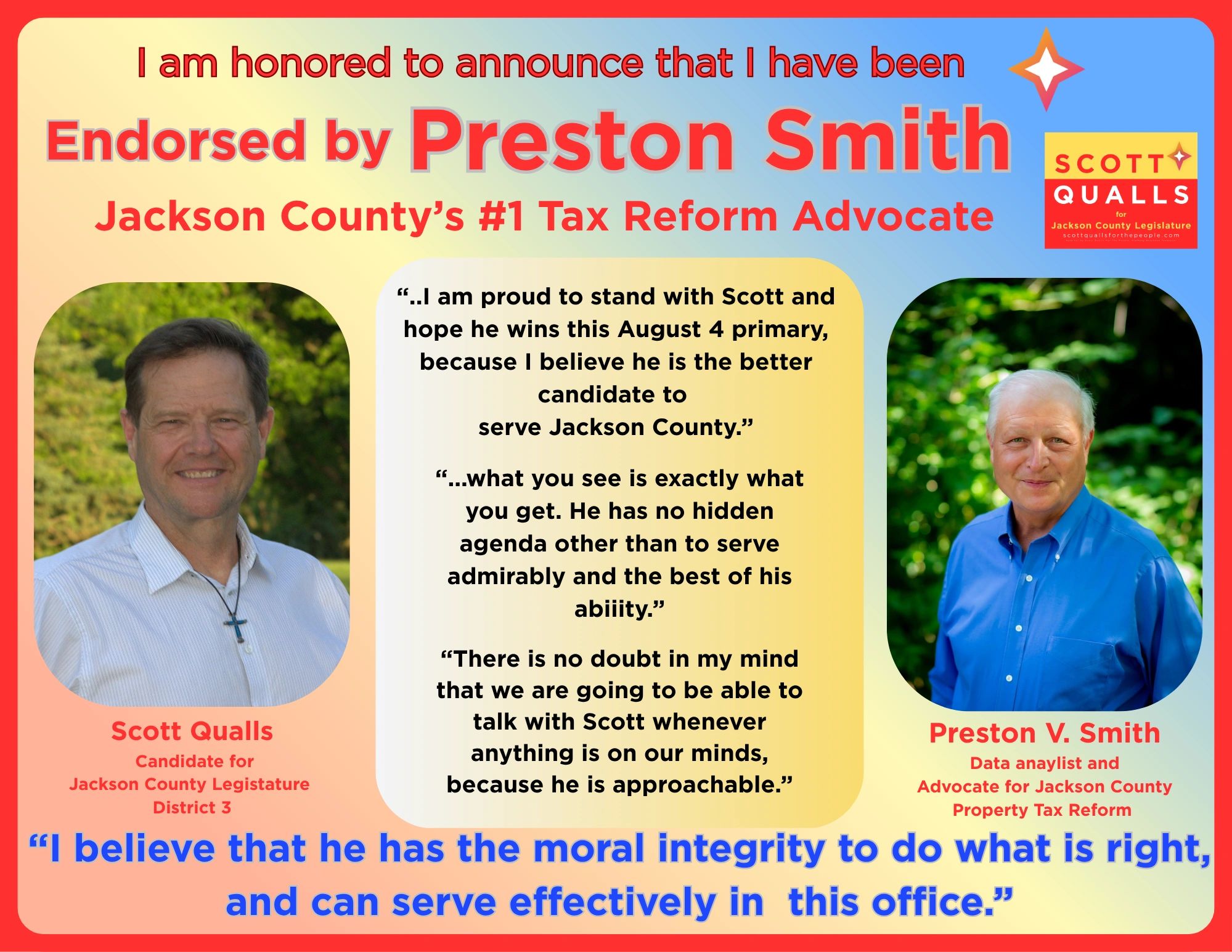 As a former member of the Board of Equalization, Preston V. Smith has been one of the leading propon