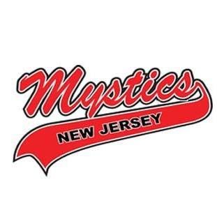 Logo of the New Jersey Mystics with stylized red text.