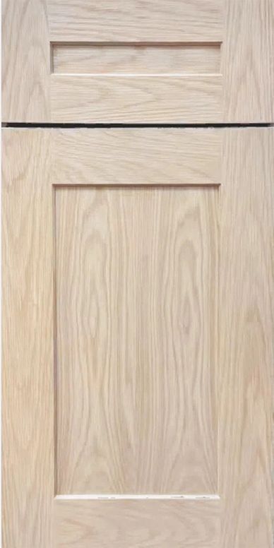 Two adjacent unfinished wooden cabinet doors with natural grain.