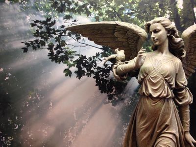 Angel Statue with Dove, Divine Spirit, Mother Nature