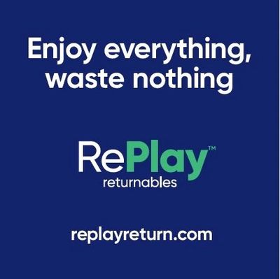 RePlay returnables promotes enjoying everything and wasting nothing with a sustainable message.