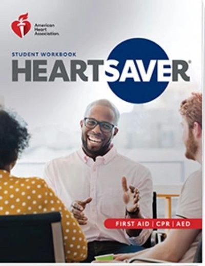Cover of the HeartSaver student workbook by the American Heart Association.