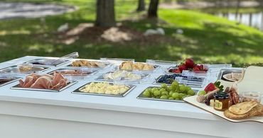 Our mobile charcuterie bar is perfect for weddings, bridal showers, graduations and corporate events
