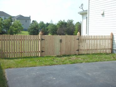 Straight Top Picket in Pressure Treated Pine with Colonial Gothic Gate Posts