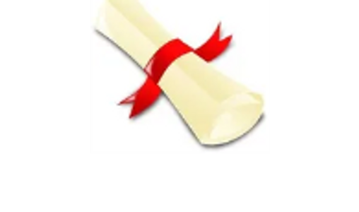 A rolled-up diploma tied with a red ribbon.