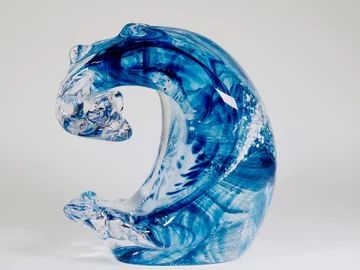 Cremation Ashes preserved inside a beautiful handmade Glass Wave