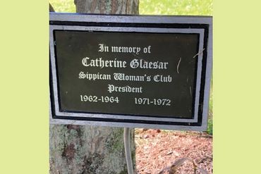 Memorial plaque for Catherine Glaesar, former president of Sippican Woman's Club.