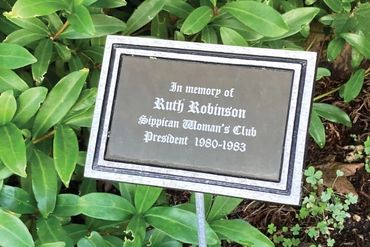 Memorial plaque for Ruth Robinson, former president of Sippican Woman's Club.