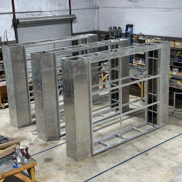 Aluminum pylon sign frames are being manufactured.