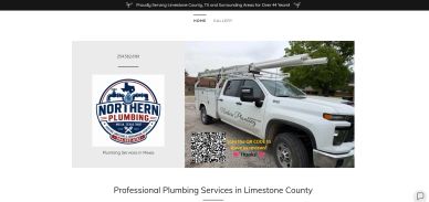 Plumbing company truck and logo in Limestone County.