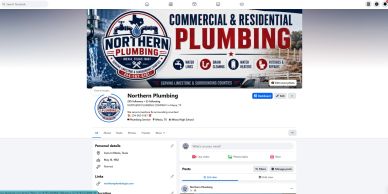 Northern Plumbing Facebook page banner for commercial and residential services.