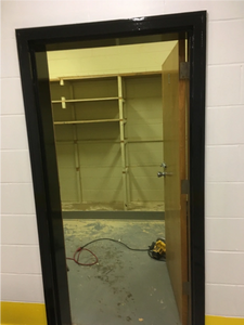 broken shelves in a room