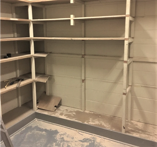 broken shelves in a room