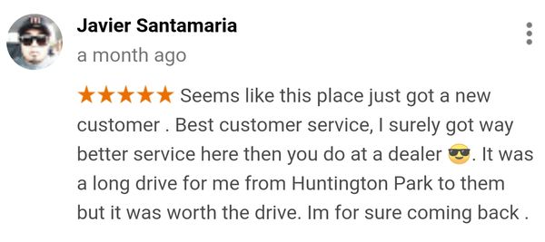 5 star review for Corner Automotive from Google, mechanic review, mechanic shop