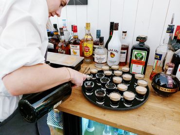 Baby Guinness shots at marquee wedding