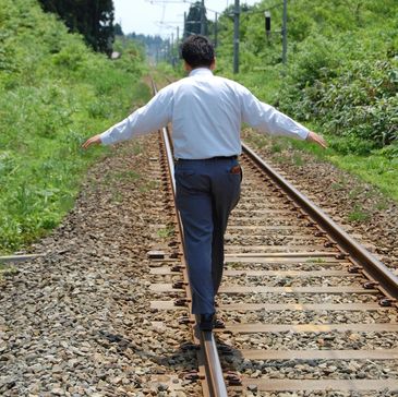 Man walking on a track