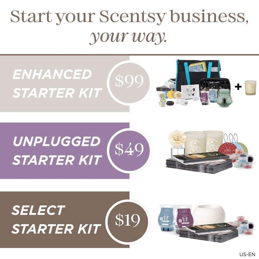 October Scentsy join special has three Scentsy starter kits at different price points with varied products.