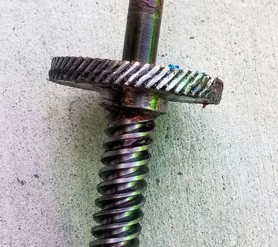Stripped frigid worm shaft lowering device repair.
