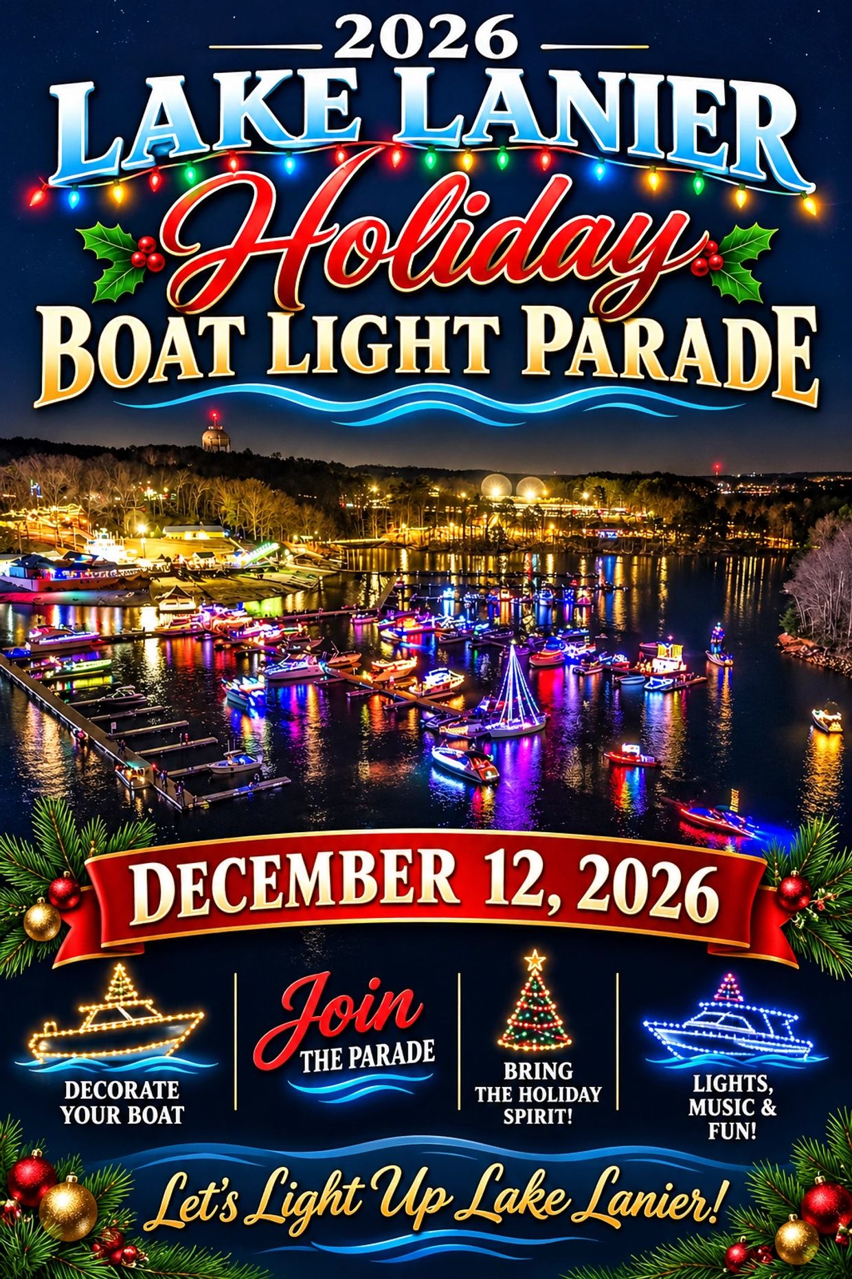 2026 Lake Lanier Holiday Boat Light Parade on December 12.