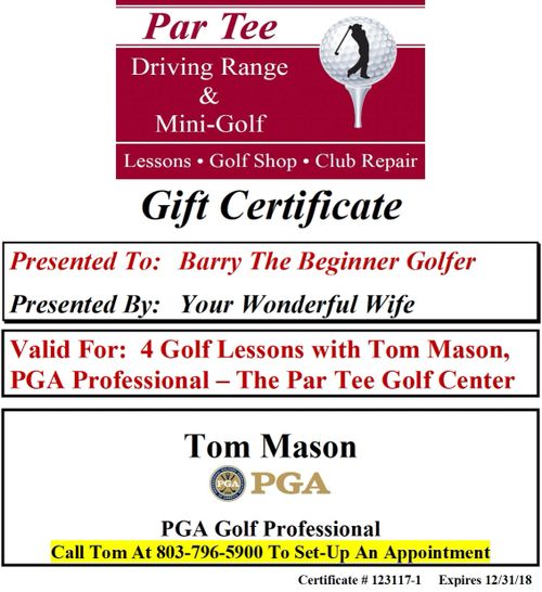 purcahse gift certificates for the par tee golf center online