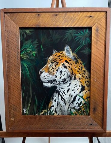 Jaguar in the Foliage. Acrylic on 20x16 canvas.