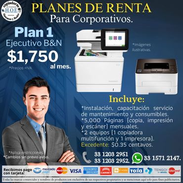 Renta de copiadoras multifunción para corporativos.