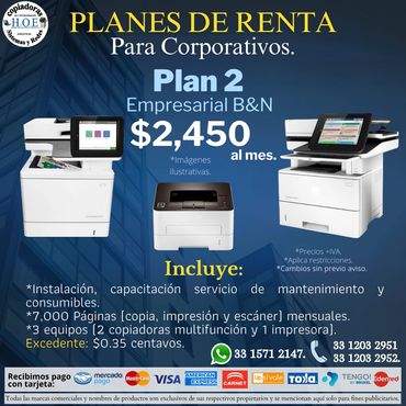 Planes de renta de copiadoras para corporativos.