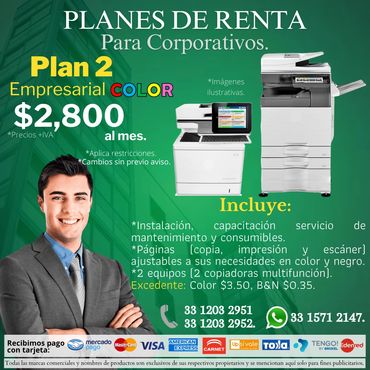 Venta, renta y reparación de copiadoras multifunción.