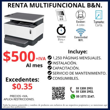 Copiadoras blanco y negro en renta.