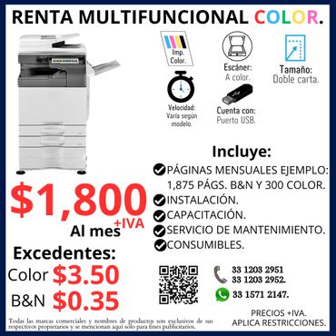 Renta de copiadoras multifuncionales para mi negocio.