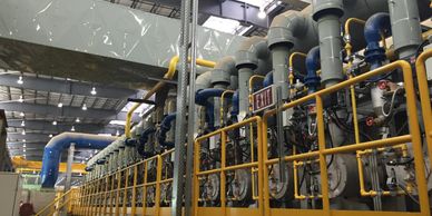 Multiple burners at a major steel facility, this is an annealing line.