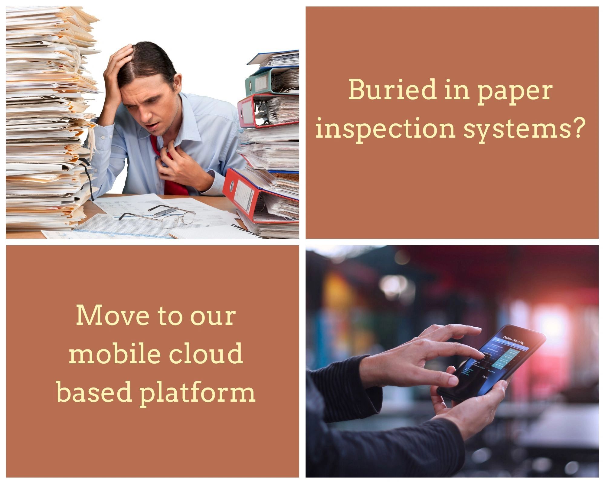 Photo of individuals overwhelmed with paperwork.