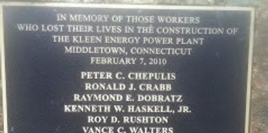 Plaque at memorial to workers killed in gas explosion at Ford Rouge facility in Michigan.