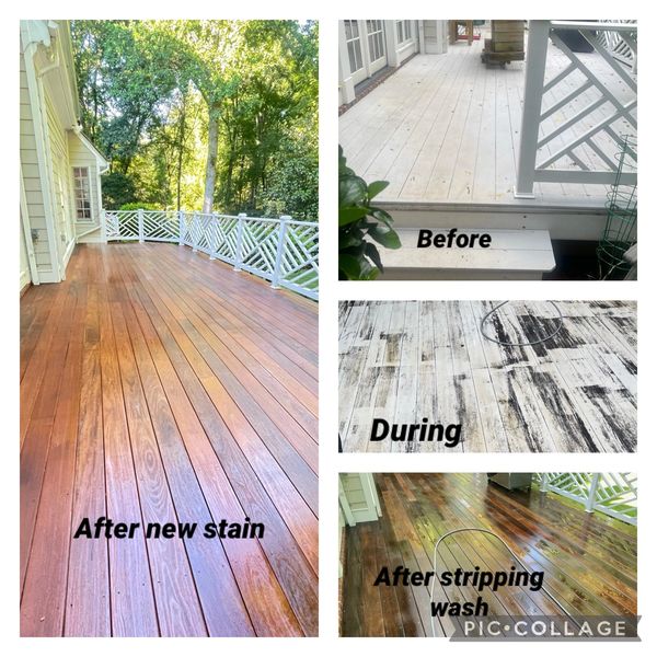 Ipe deck stripped of old stain, sanded and stained using oil based penetrating stain