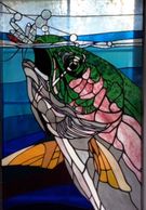 42"x 24" Stained Glass Rainbow Trout, Gorgeous Colors! price $$2,995.00
