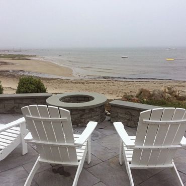 Fire pit in Marion, MA Overlooking the ocean.