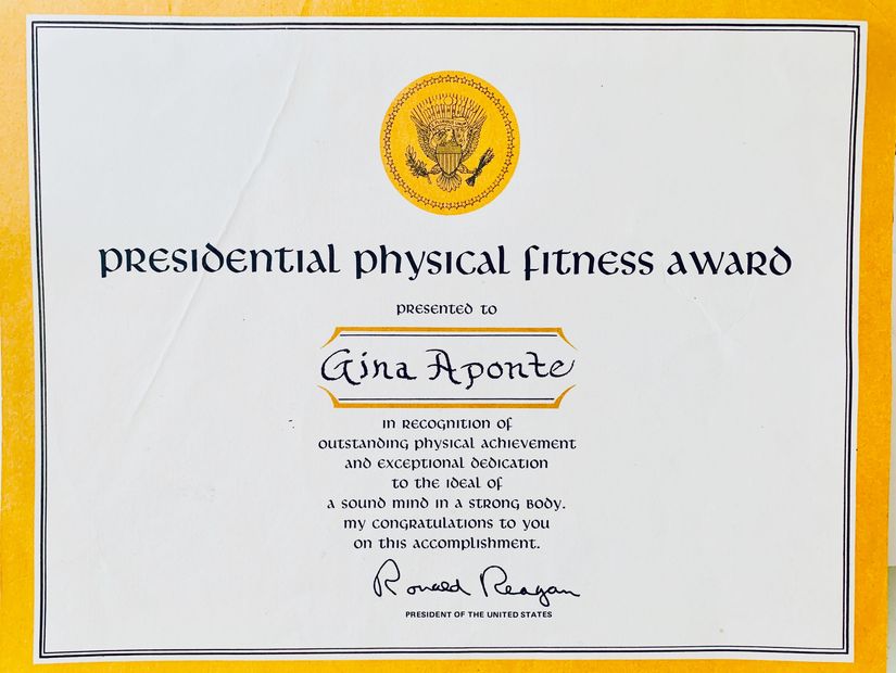 Gina Aponte' receives Physical Fitness Award