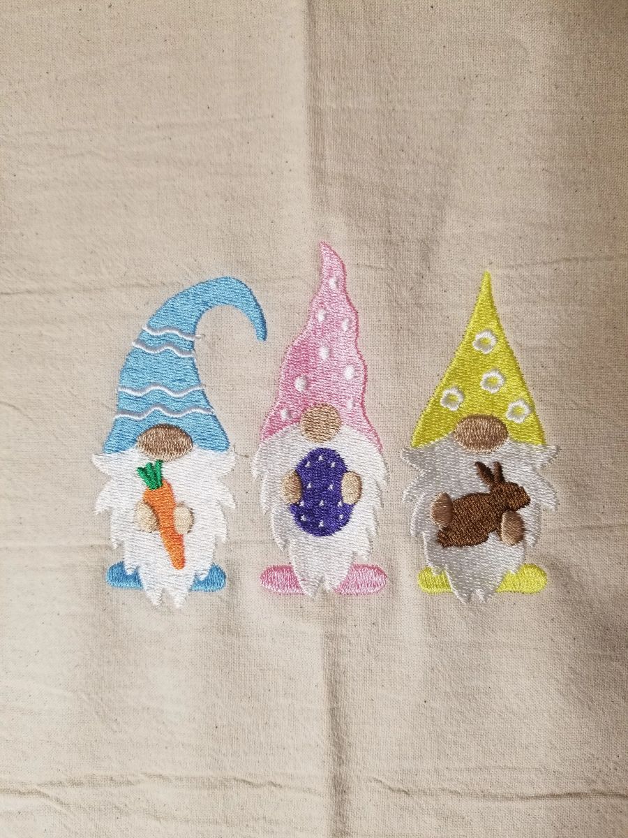 Embroidered Easter Tea Towels Easter Gnomes Tea Towel