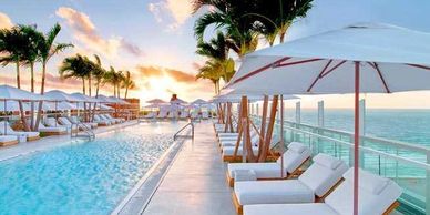 Chic seating at a luxurious hotel in Miami, cruise lines