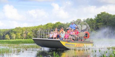 Hover boat touring South Florida's enchanting swamp lands, cruise lines
