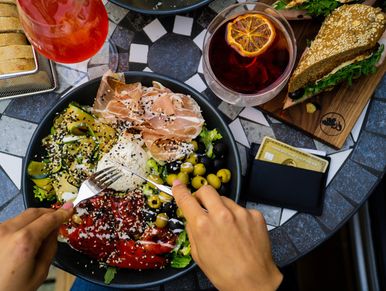 Eating lunch at Georgetown Food Tour.