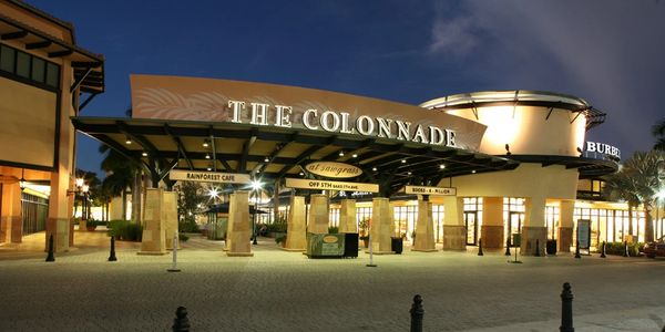 Colonnade entrance at Sawgrass Mills, soflo shuttles
