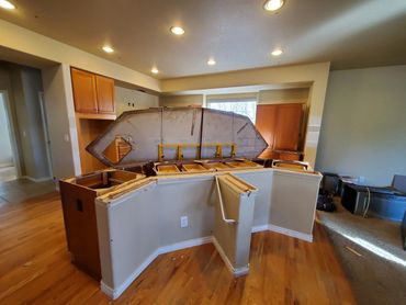 Kitchen island and granite slab