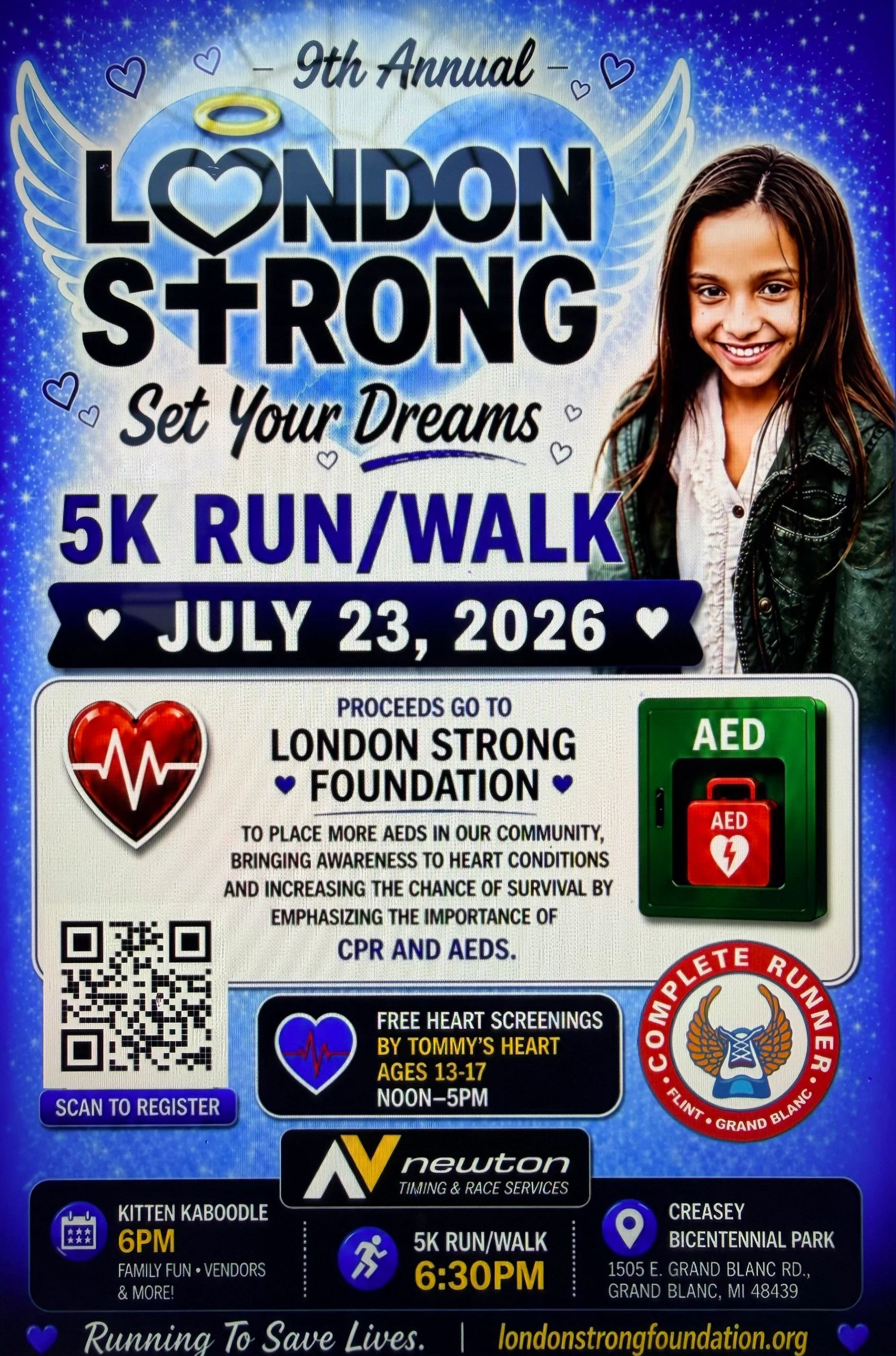 Poster for 9th Annual London Strong 5K Run/Walk on July 23, 2026.